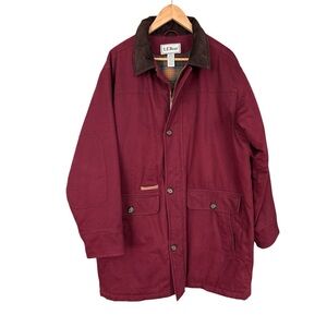 L.L.Bean Men’s Reg Large, Insulated Plaid Lined Barn/Field Coat Corduroy Collar